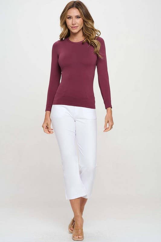 Women's Seamless Round Neck Long Sleeve Top