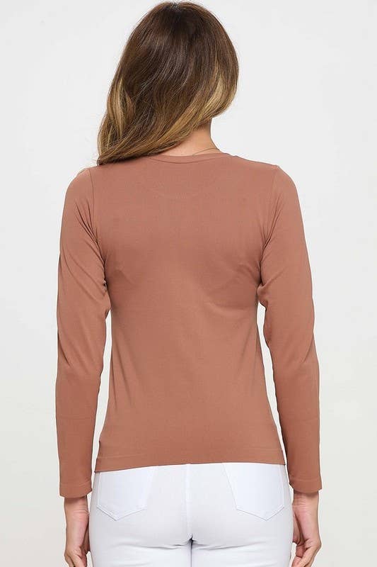 Women's Seamless Round Neck Long Sleeve Top