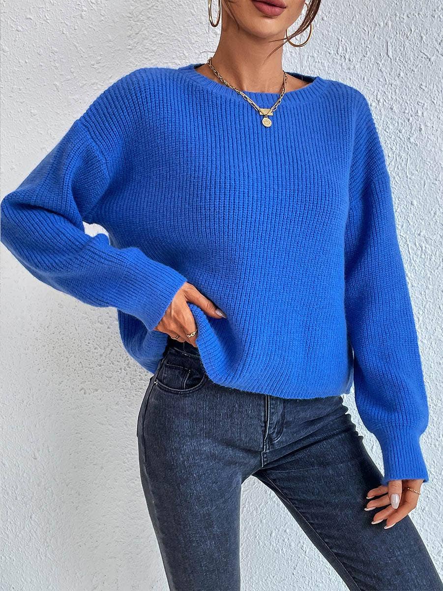 Solid Color Knit Sweater