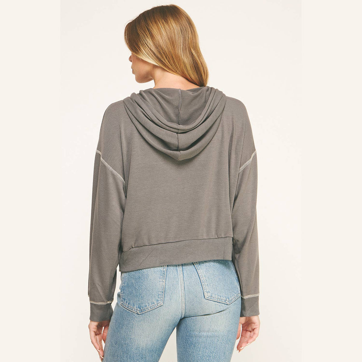 Urban Cozy Cuffed Hoodie Cropped Pullover