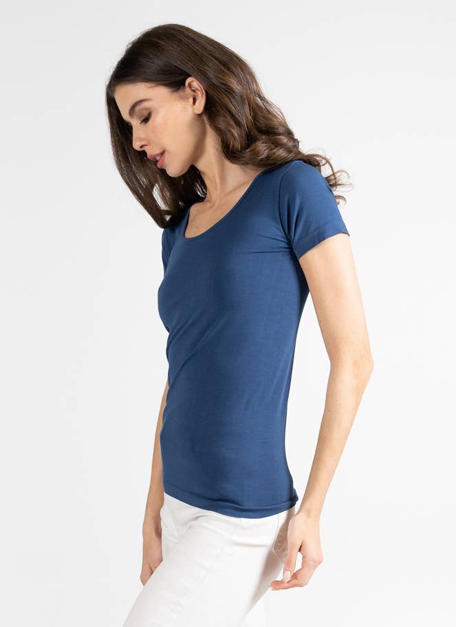 Bamboo Short Sleeve Scoop Neck Top