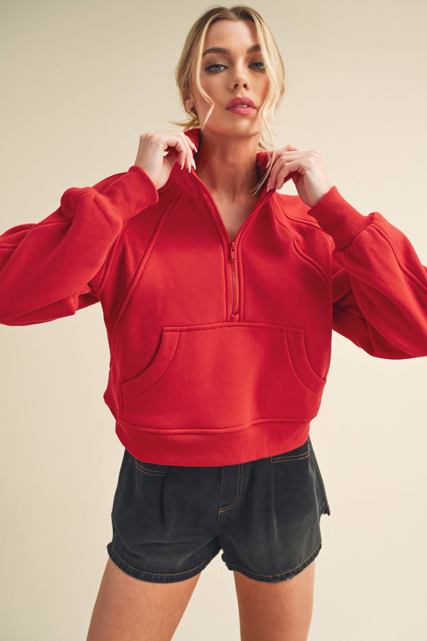 Dove Funnel Neck Half Zip