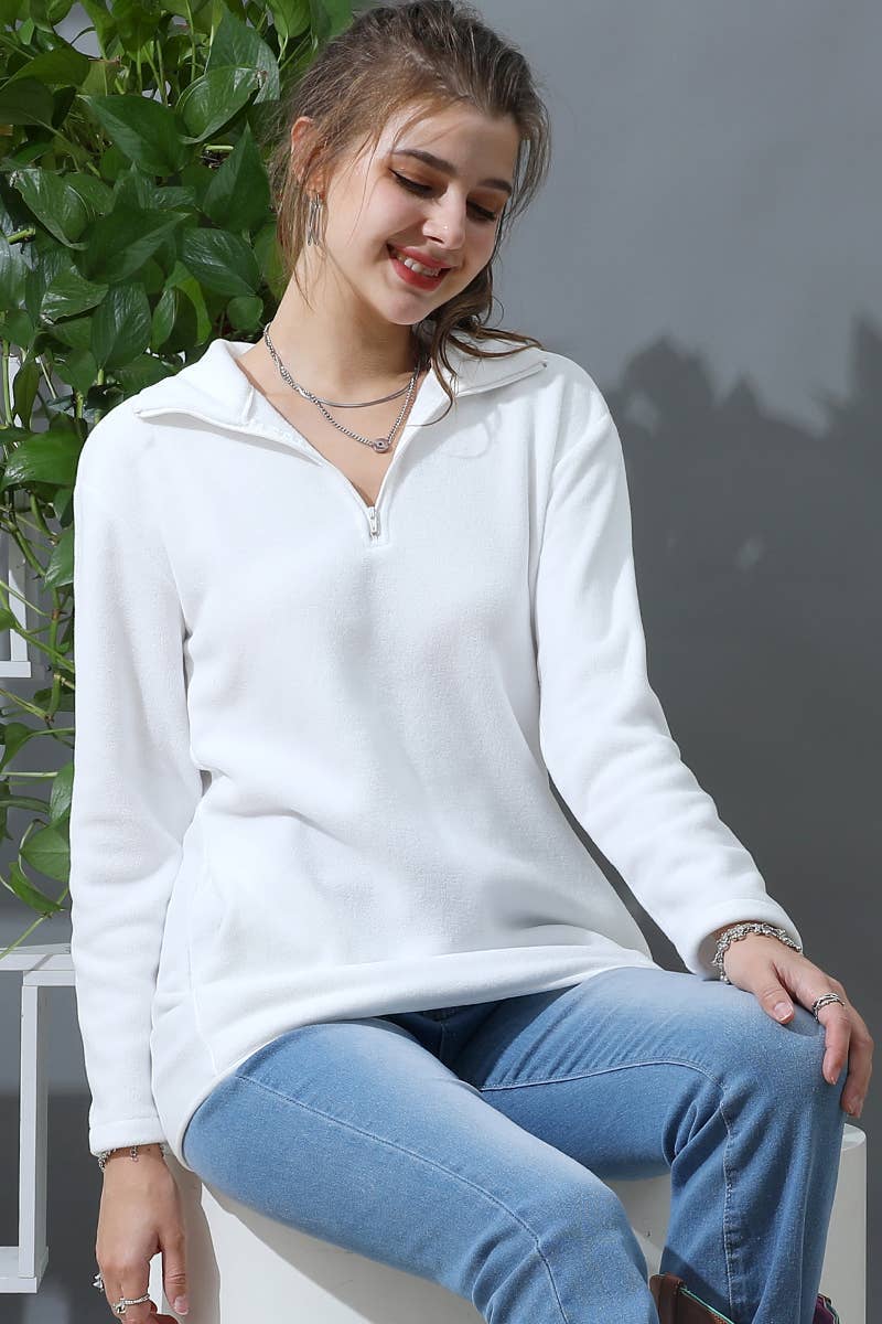 Zip Neck Lightweight Pullover Sweatshirt