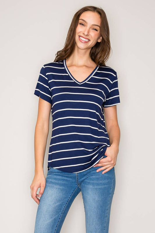 Casual V-Neck Striped Shirt