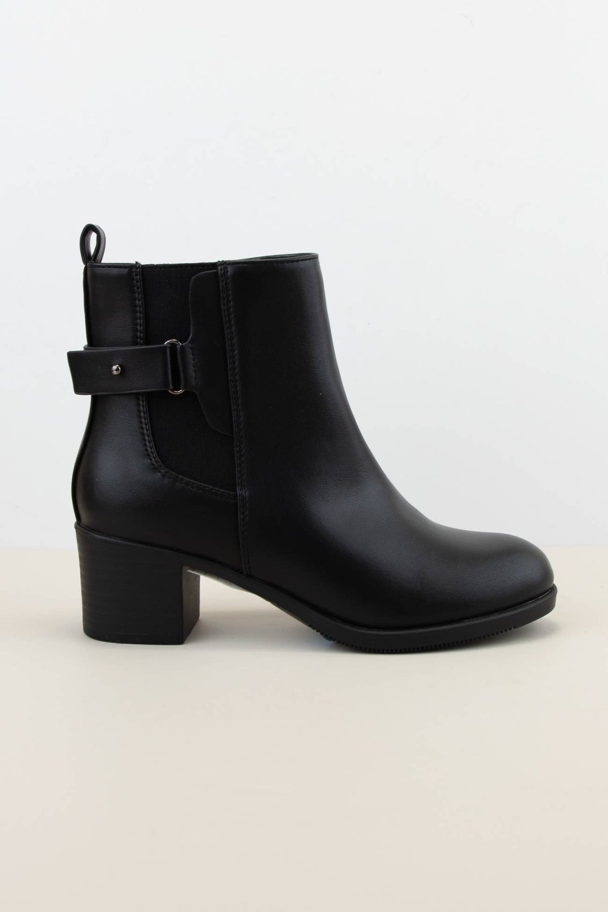 Chelsea Almond Toe Ankle Buckle Strap Boots