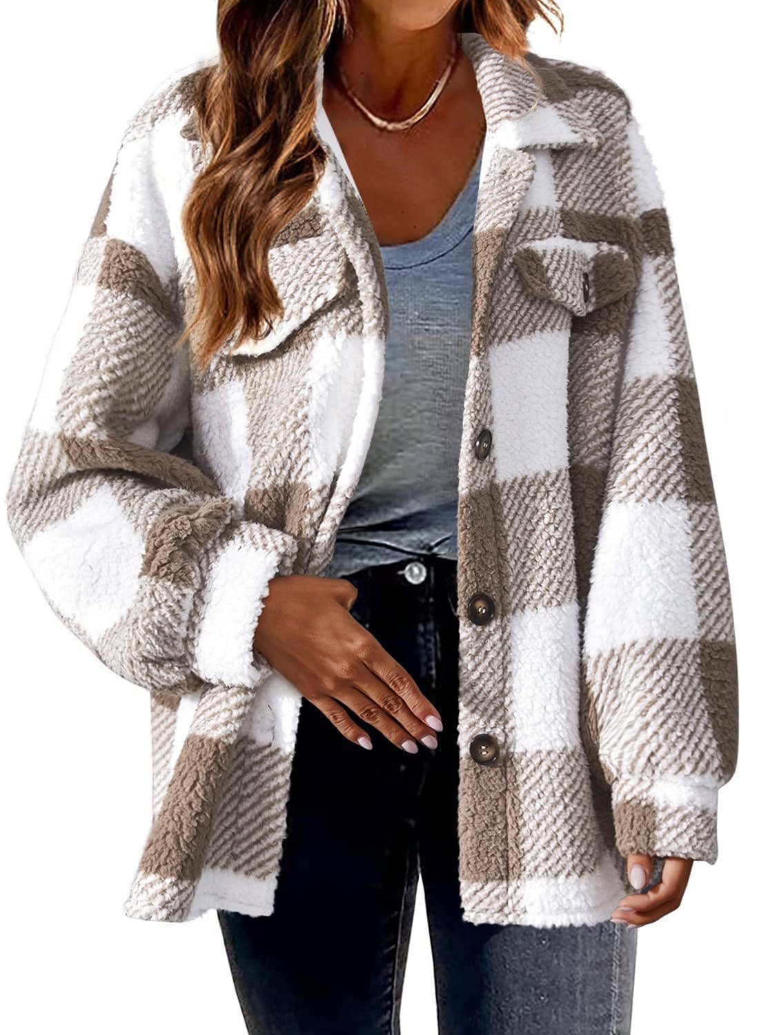 Plaid Sherpa Shacket Jacket