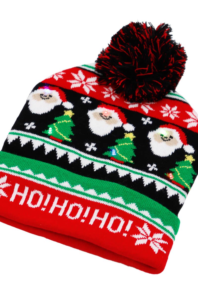 Christmas Led Light-Up Single Pom Beanie