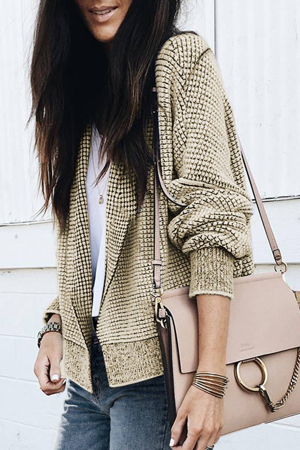 Contrast Trim Open Front Cardigan