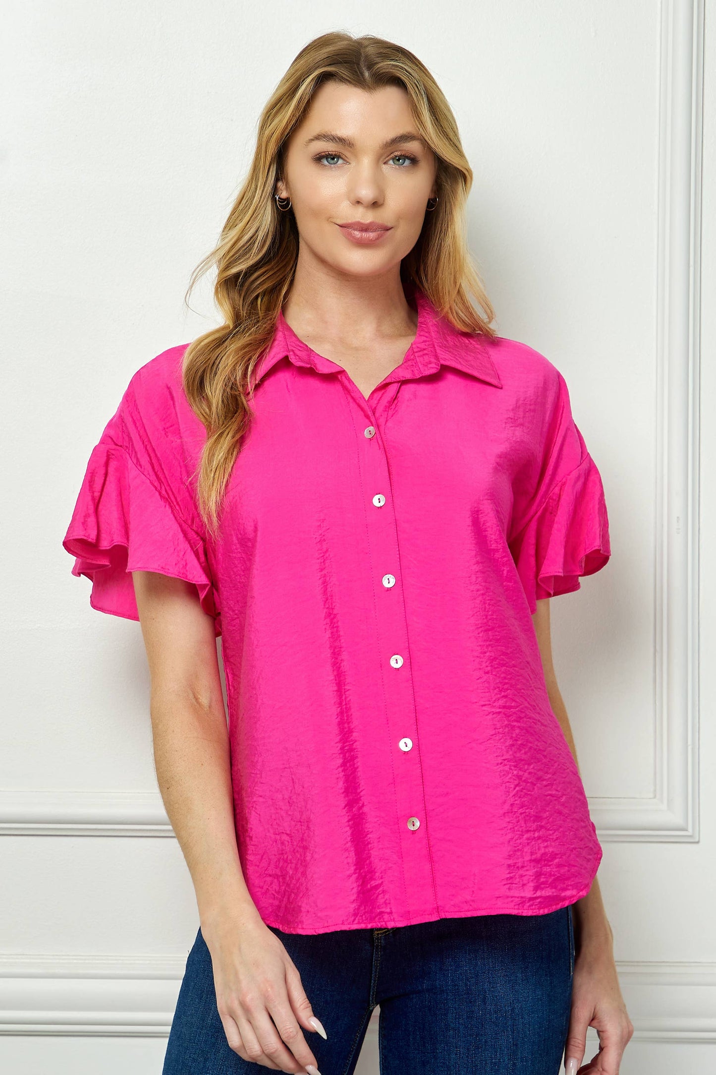 Softly Feminine Ruffle Sleeve Blouse