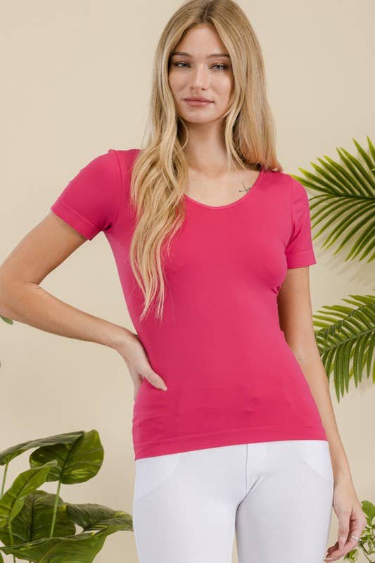 Seamless Reversible V-Neck Short Sleeve Top