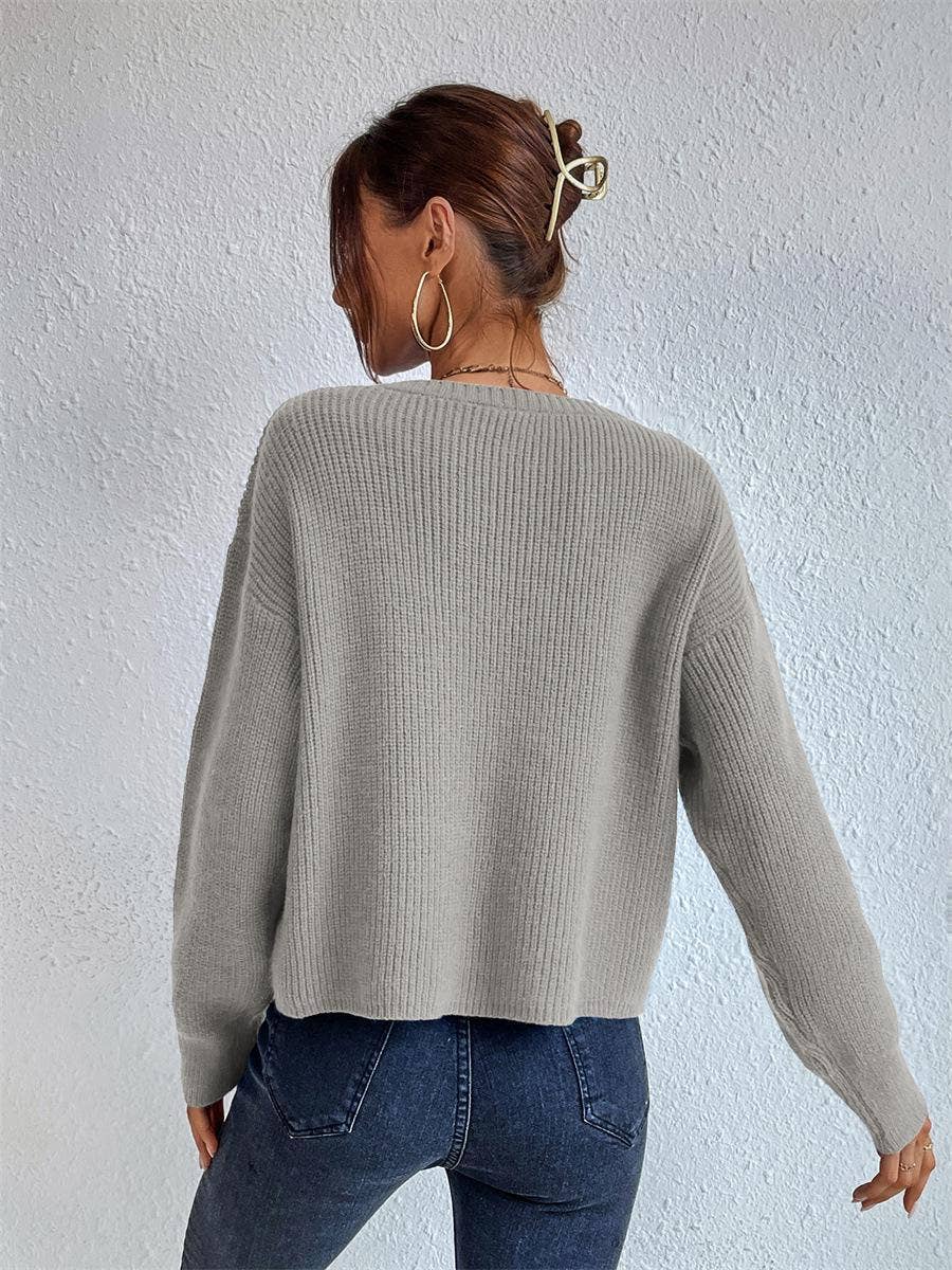 Solid Color Knit Sweater