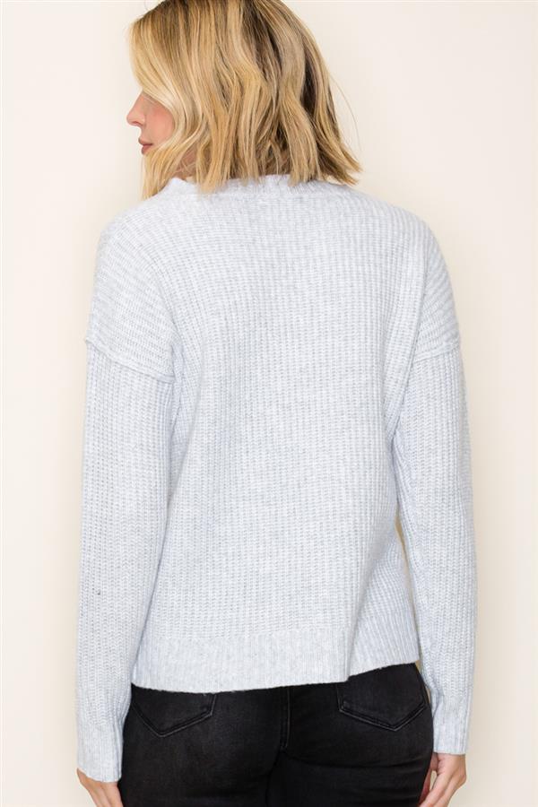 V Neck Super Soft Marled Pullover Sweater (light jade, grey, oatmeal)