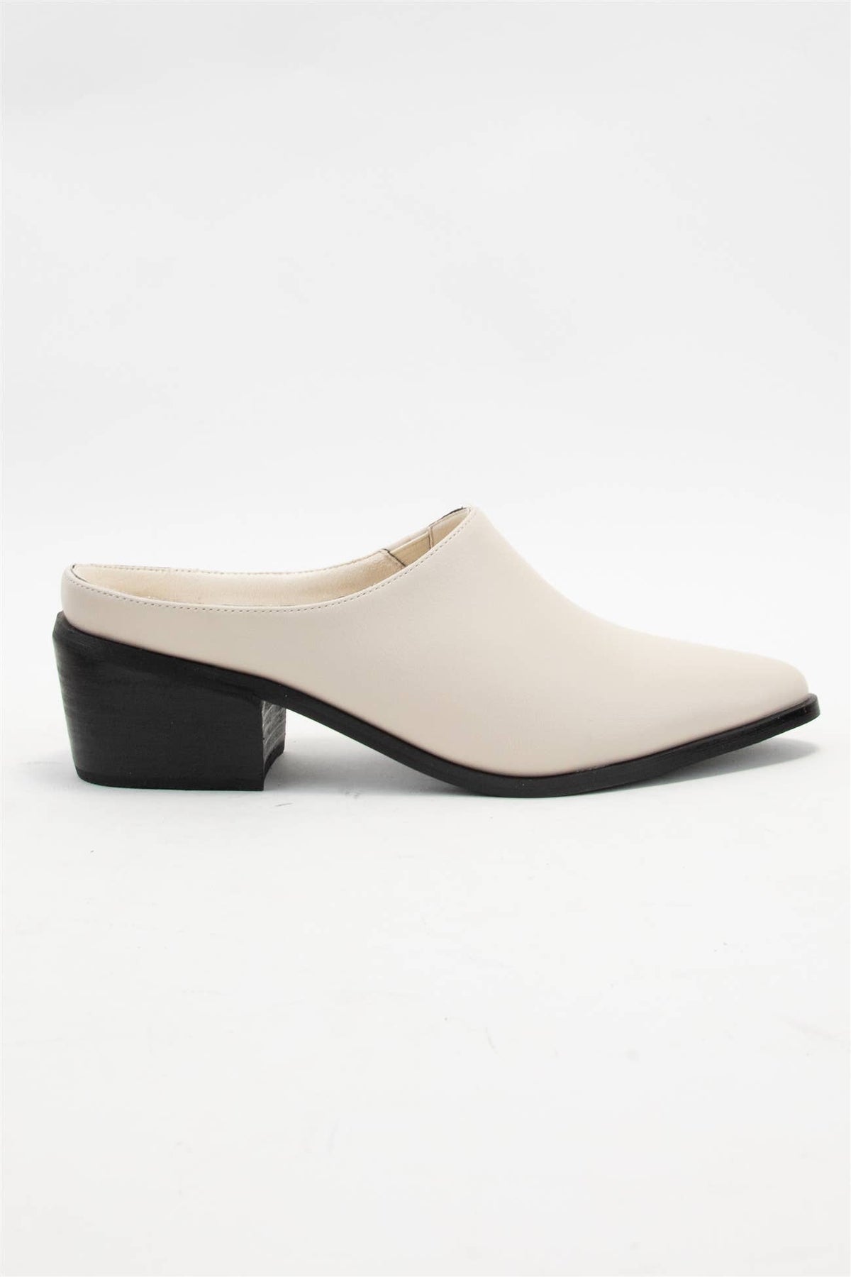 Gina Pointed Toe Mule Bootie with Stacked Heel