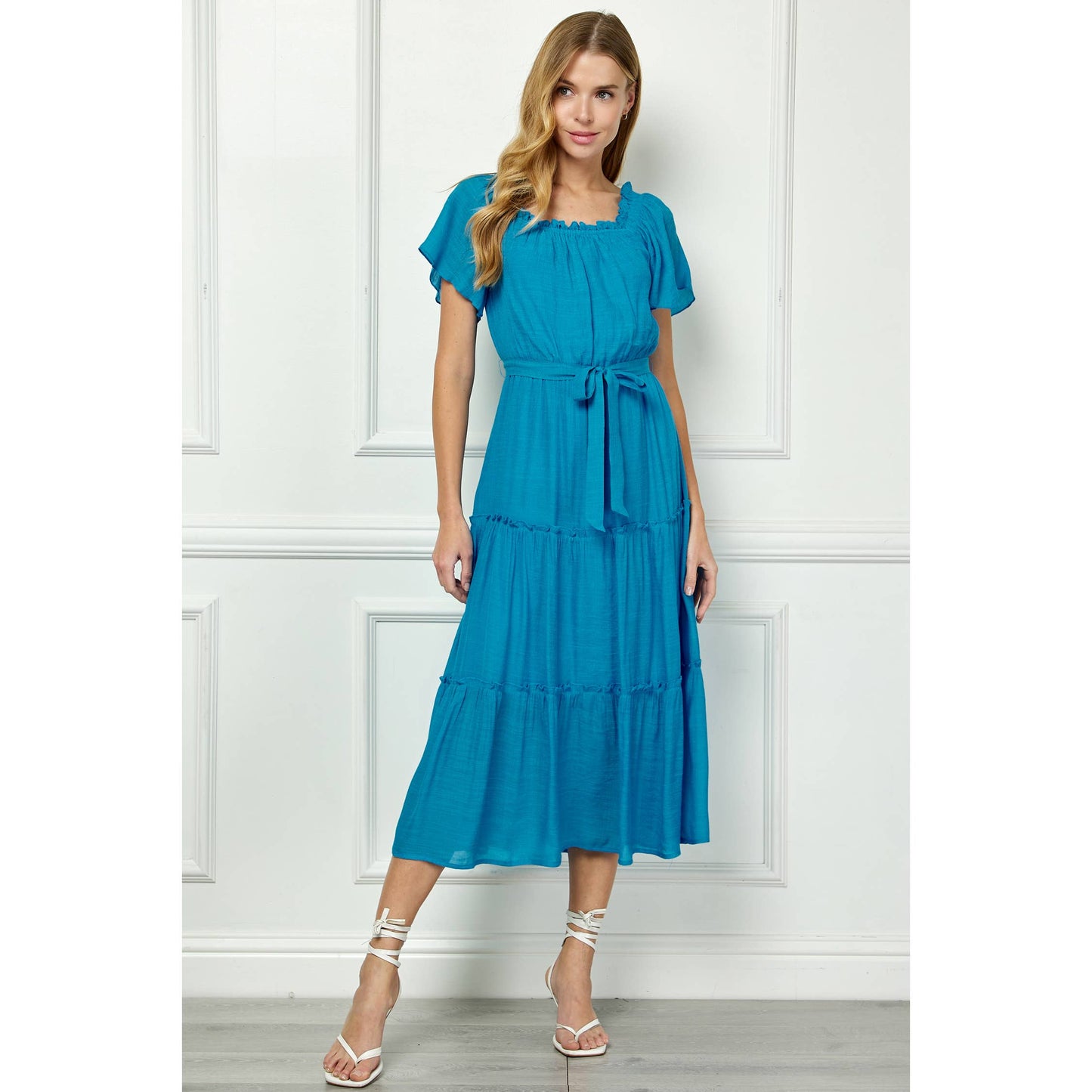 Ruffled Tiered Cropped Maxi Dress with Lining