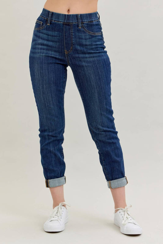 Judy Blue High Waisted Pull-on Double Cuff Slim