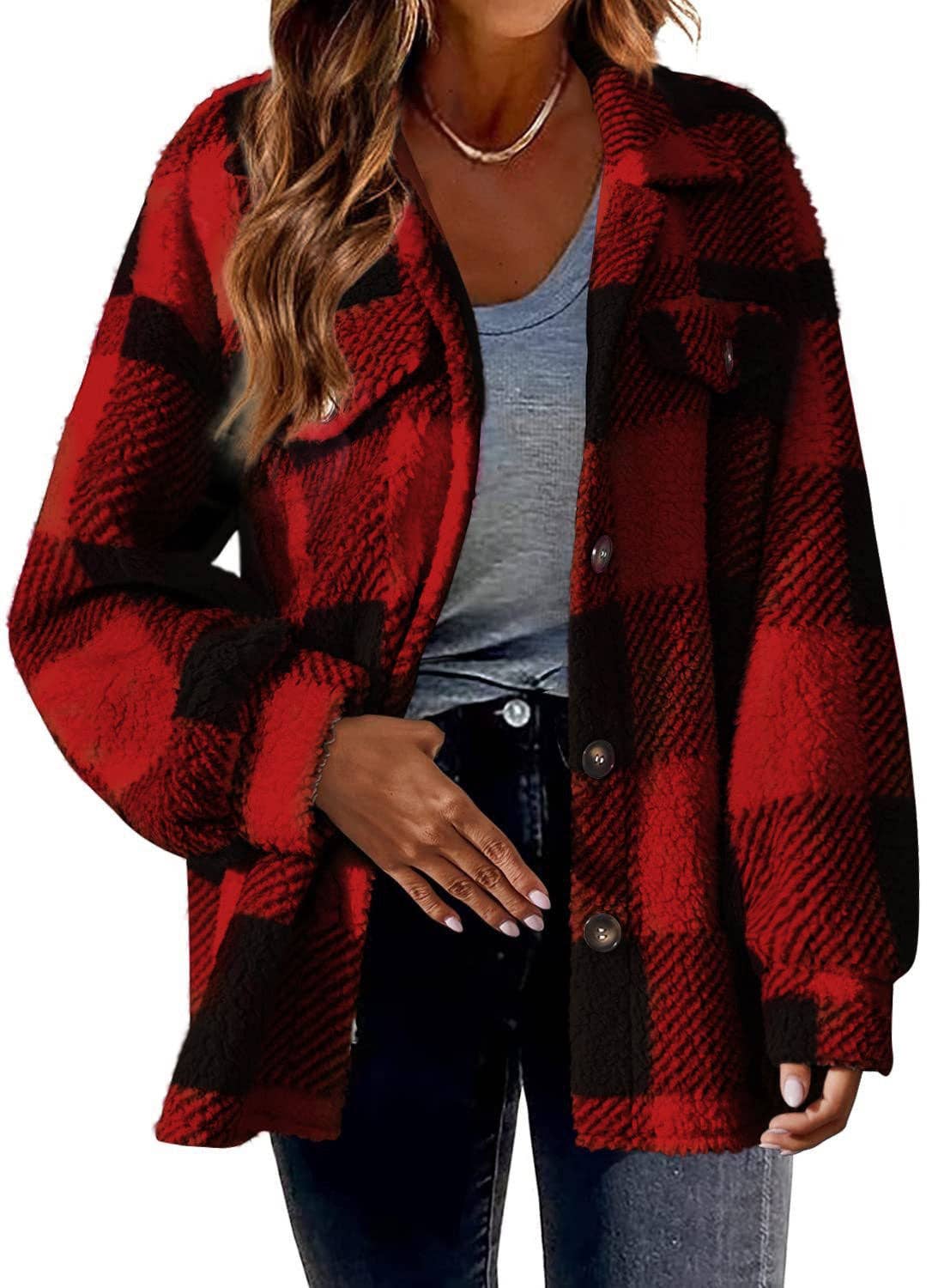 Plaid Sherpa Shacket Jacket