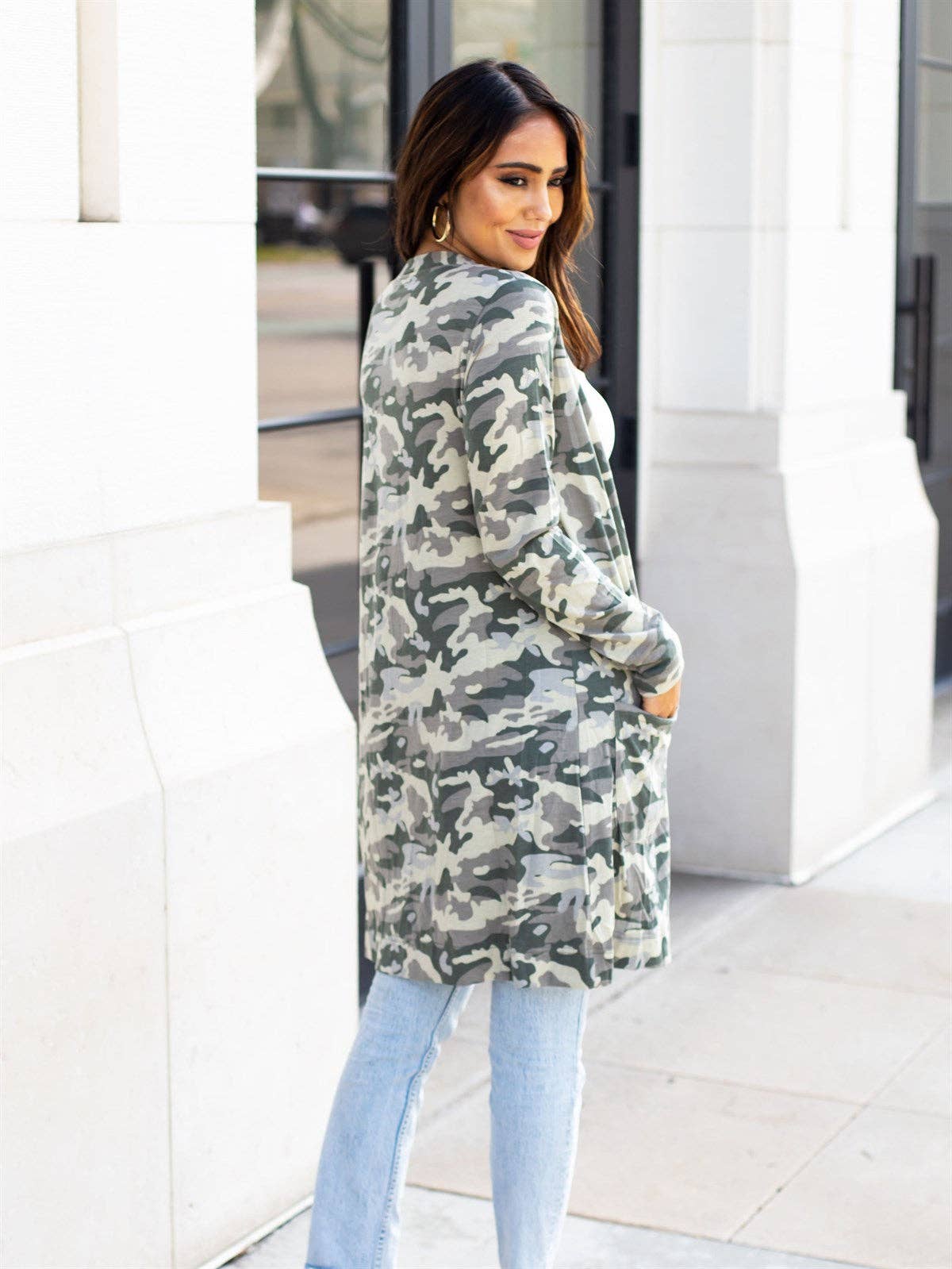 Camo Cardigan with Pockets