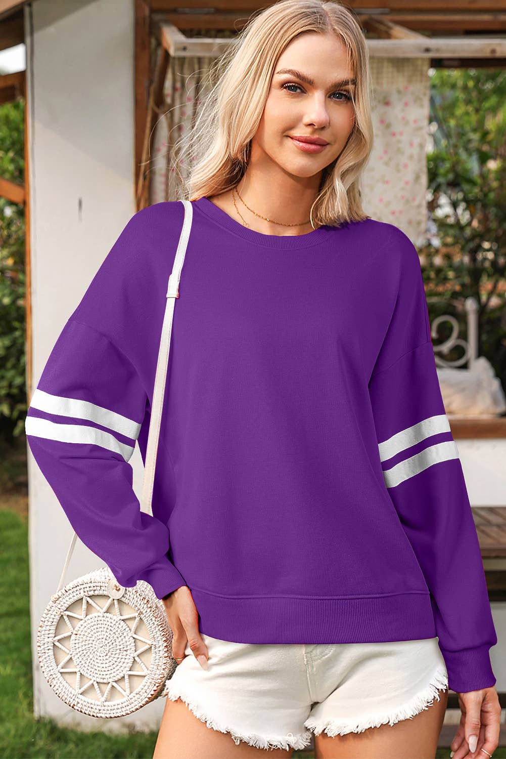 Varsity Stripe Drop Shoulder Oversize Sweatshirt