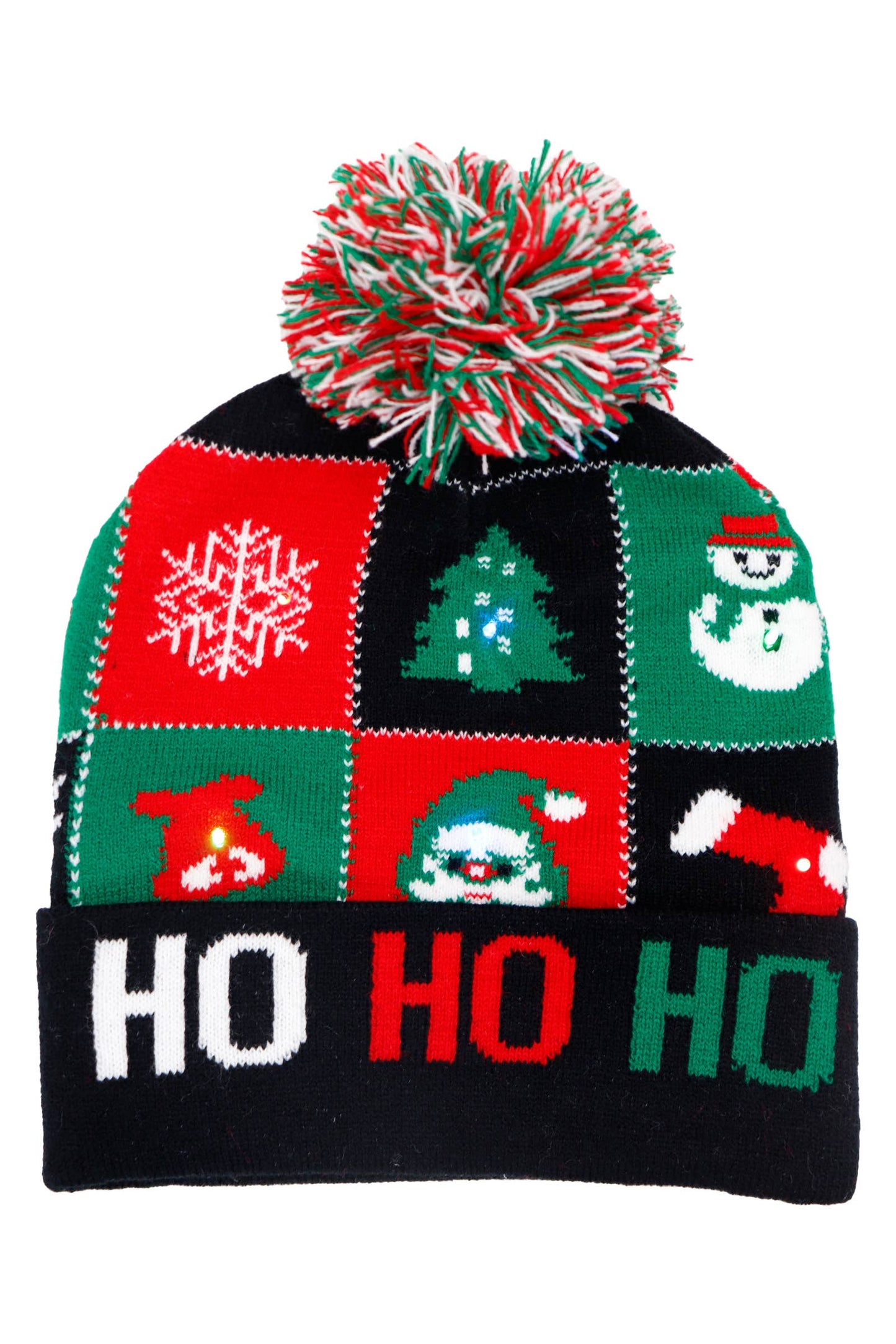 Christmas Festive LED Light-Up Cuffed Beanie