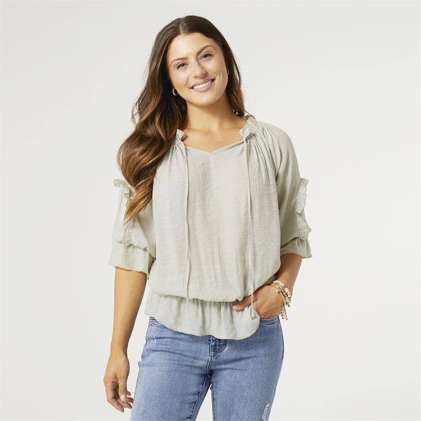 Renata Top with Ruffle Sleeves