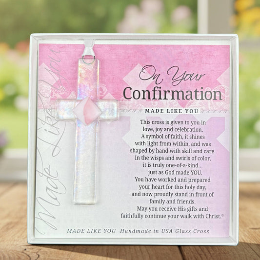 Confirmation Gift Cross For Girl: USA Handmade Glass