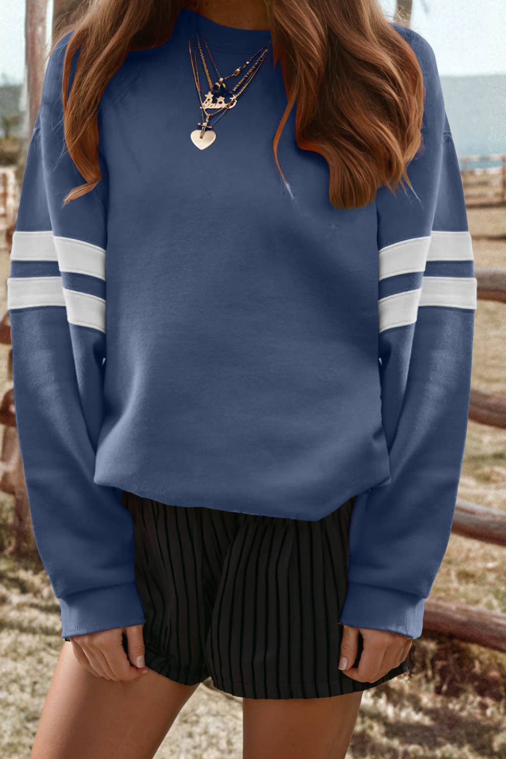 Varsity Stripe Drop Shoulder Oversize Sweatshirt