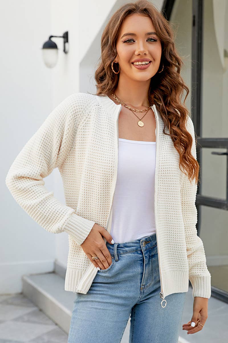 Zip-Up Long Sleeve Cardigan