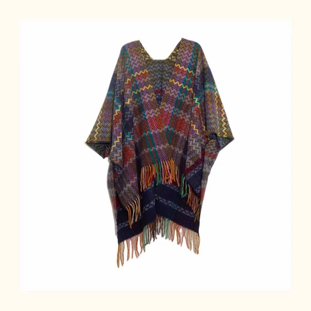 Bohemia Western Ethnic Plaid Tassel Kimono