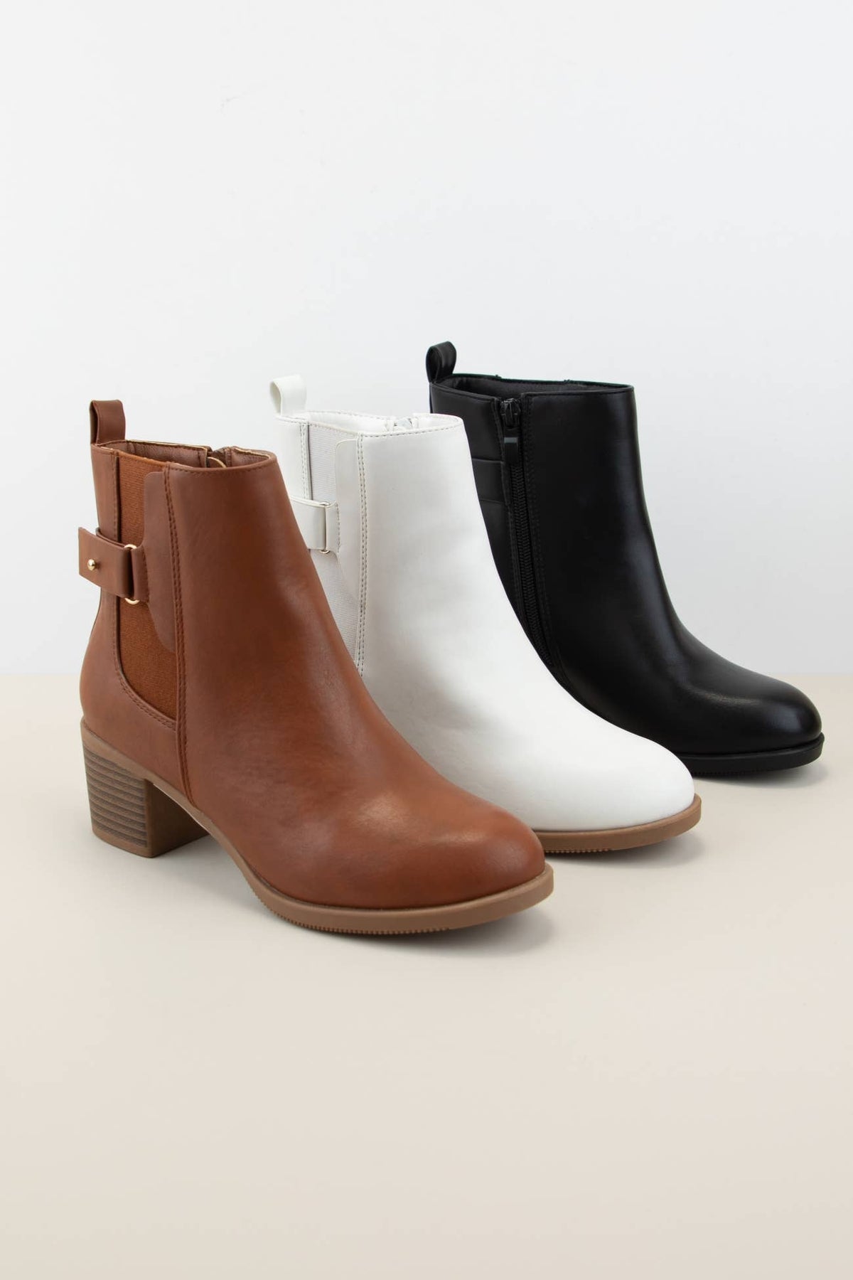 Chelsea Almond Toe Ankle Buckle Strap Boots