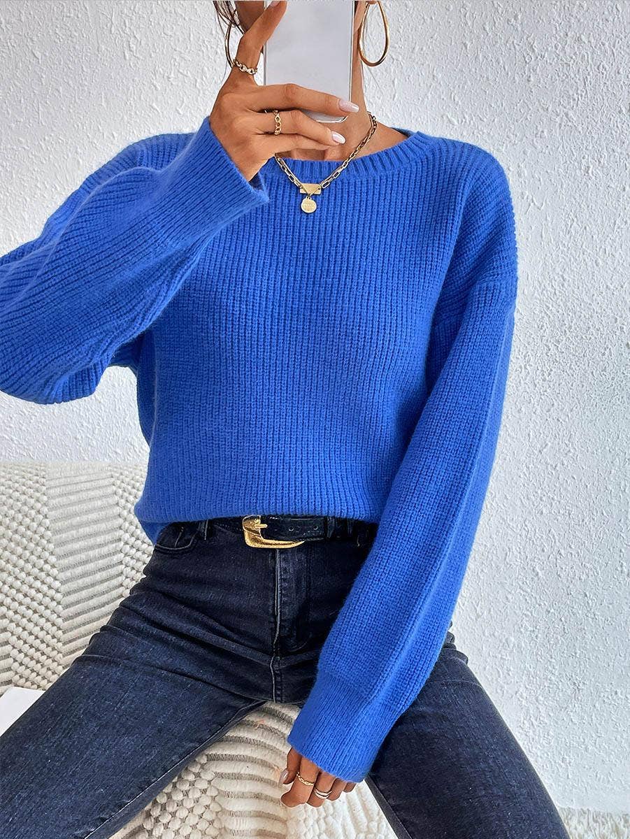 Solid Color Knit Sweater