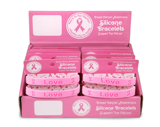 Pink Ribbon Silicone Bracelet