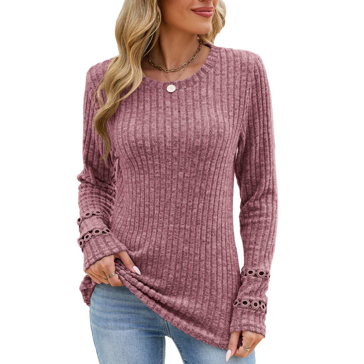 Women's V Neck Plaid Sweatshirt