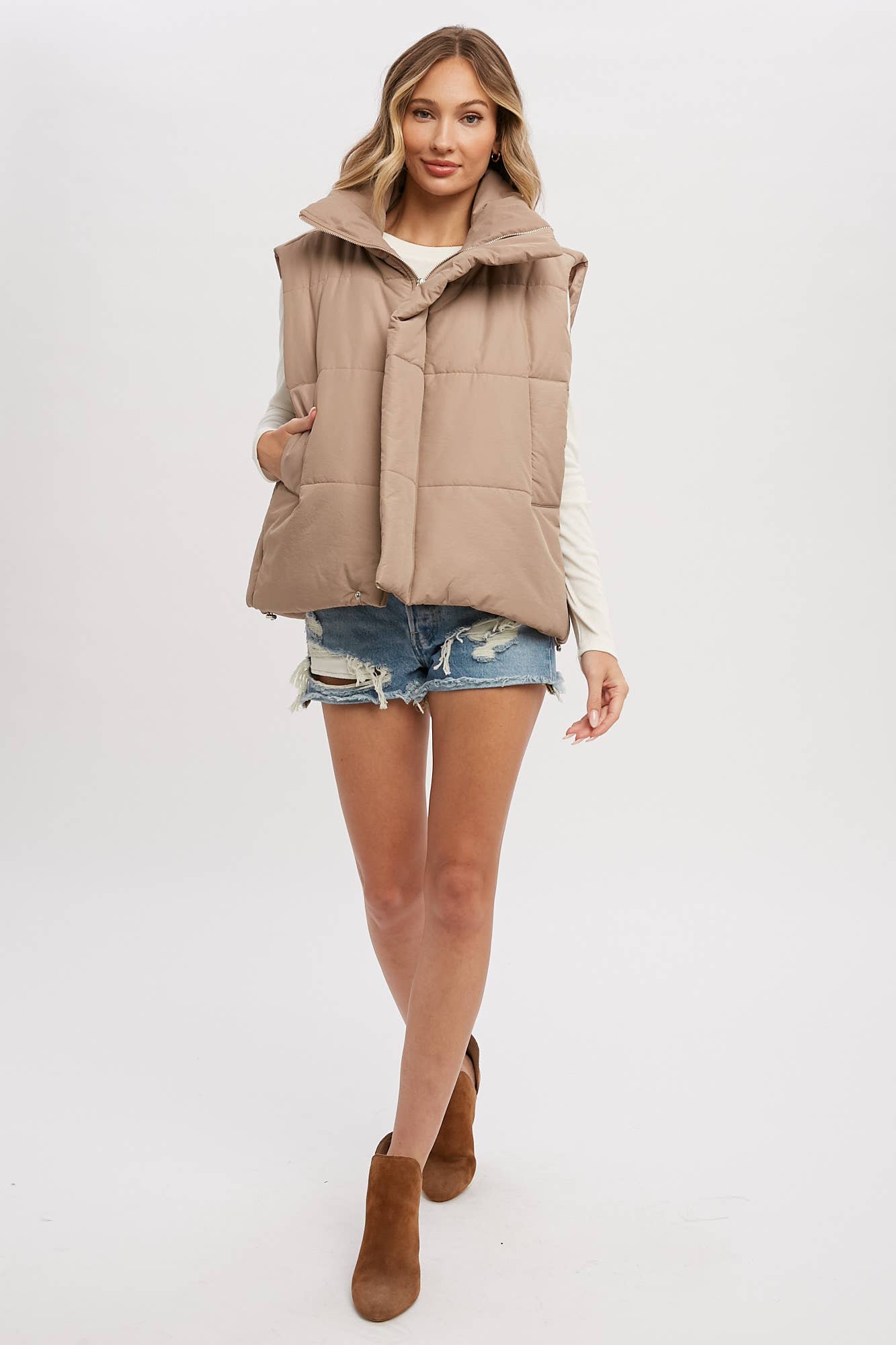 Oversized Puffer Vest (Mocha)