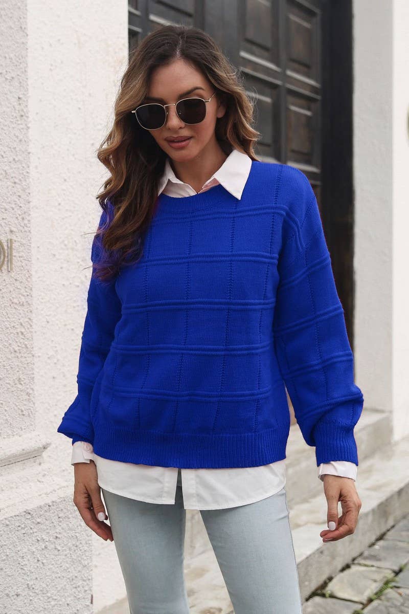 Crew Neck Long Sleeve Pullover Sweater