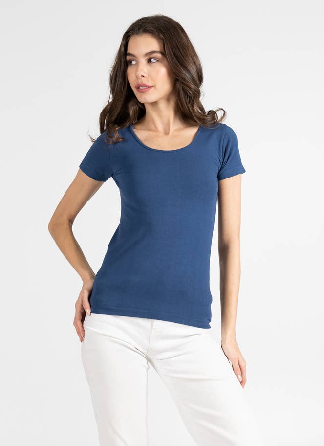 Bamboo Short Sleeve Scoop Neck Top