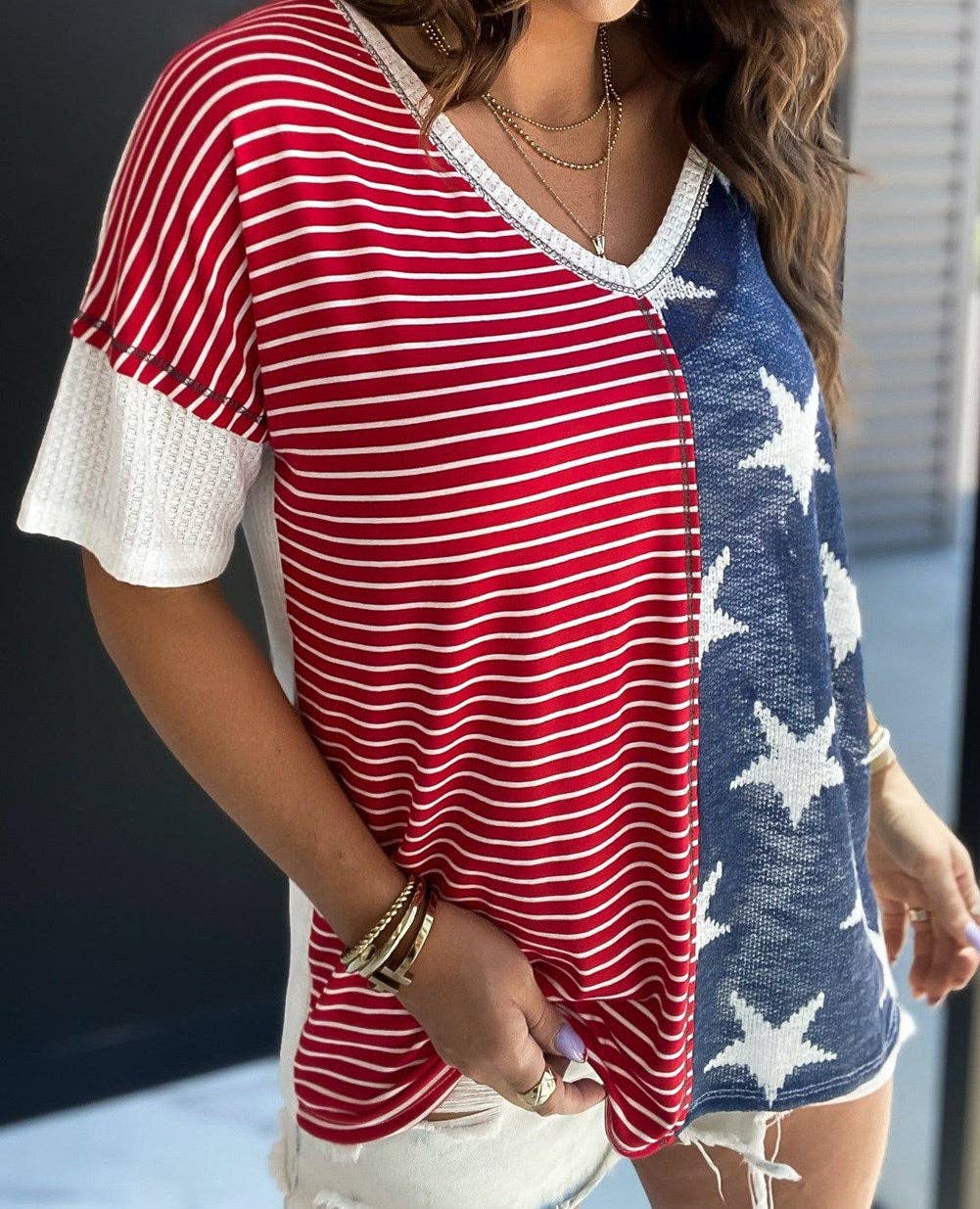 Stars And Stripes Short Sleeve Shirt (red stripes)