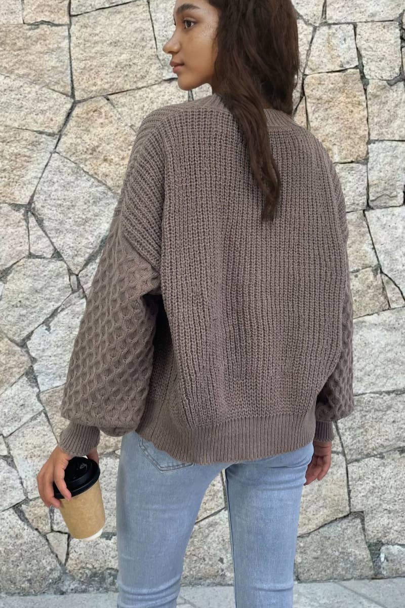 Vintage V-Neck Long Sleeve Cardigan Sweater