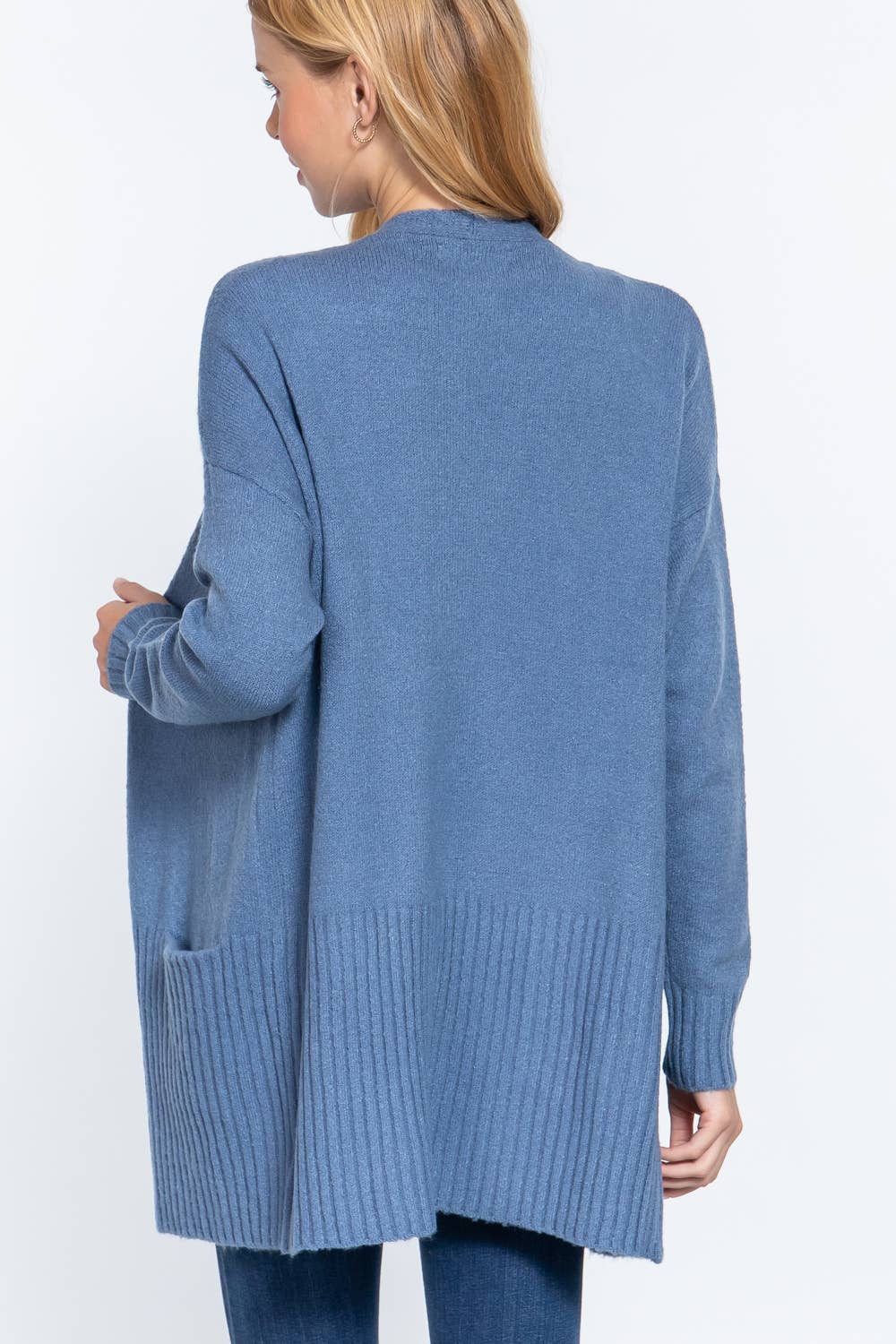 Long Sleeve Open Front with Pocket Sweater Cardigan