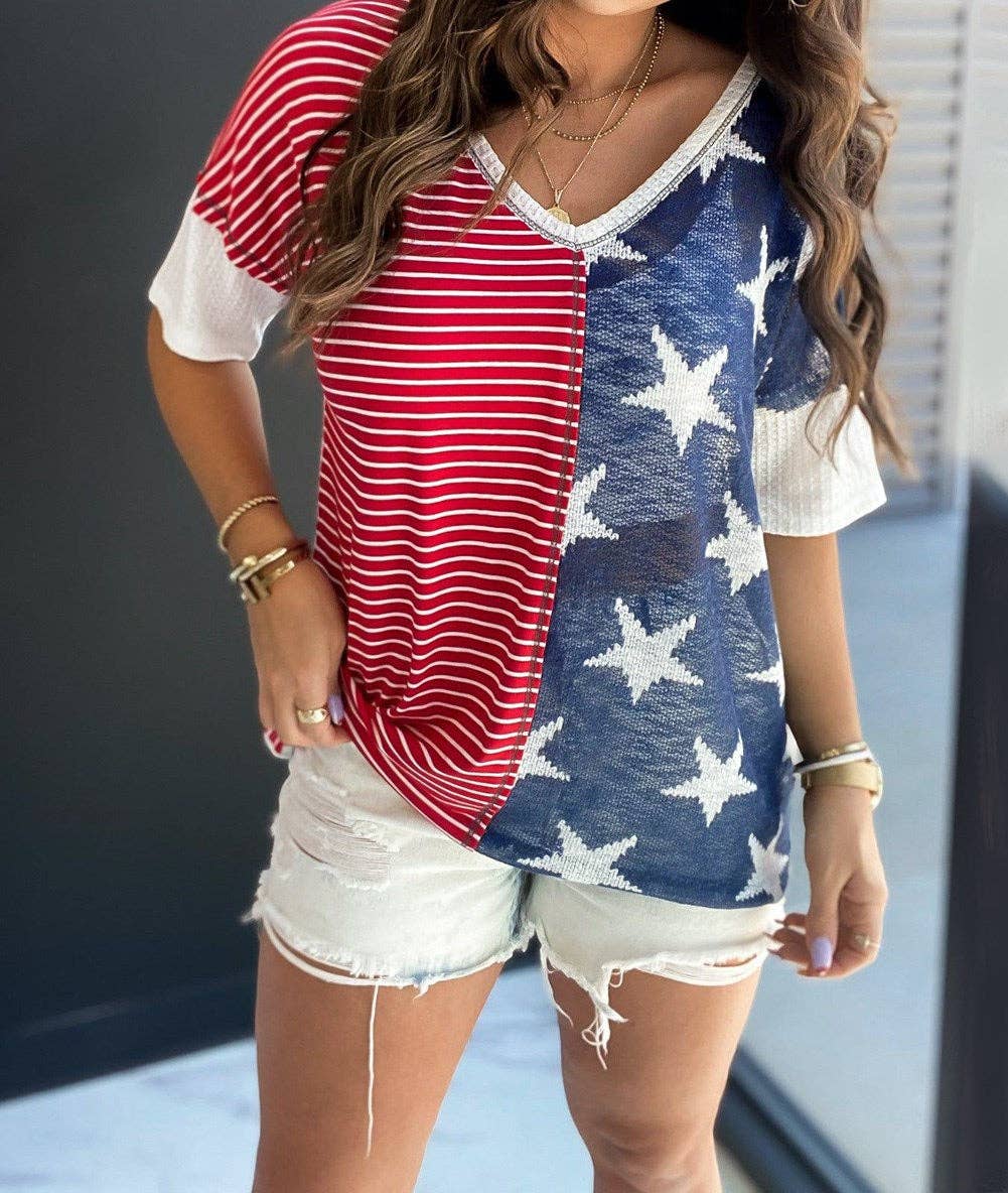 Stars And Stripes Short Sleeve Shirt (red stripes)