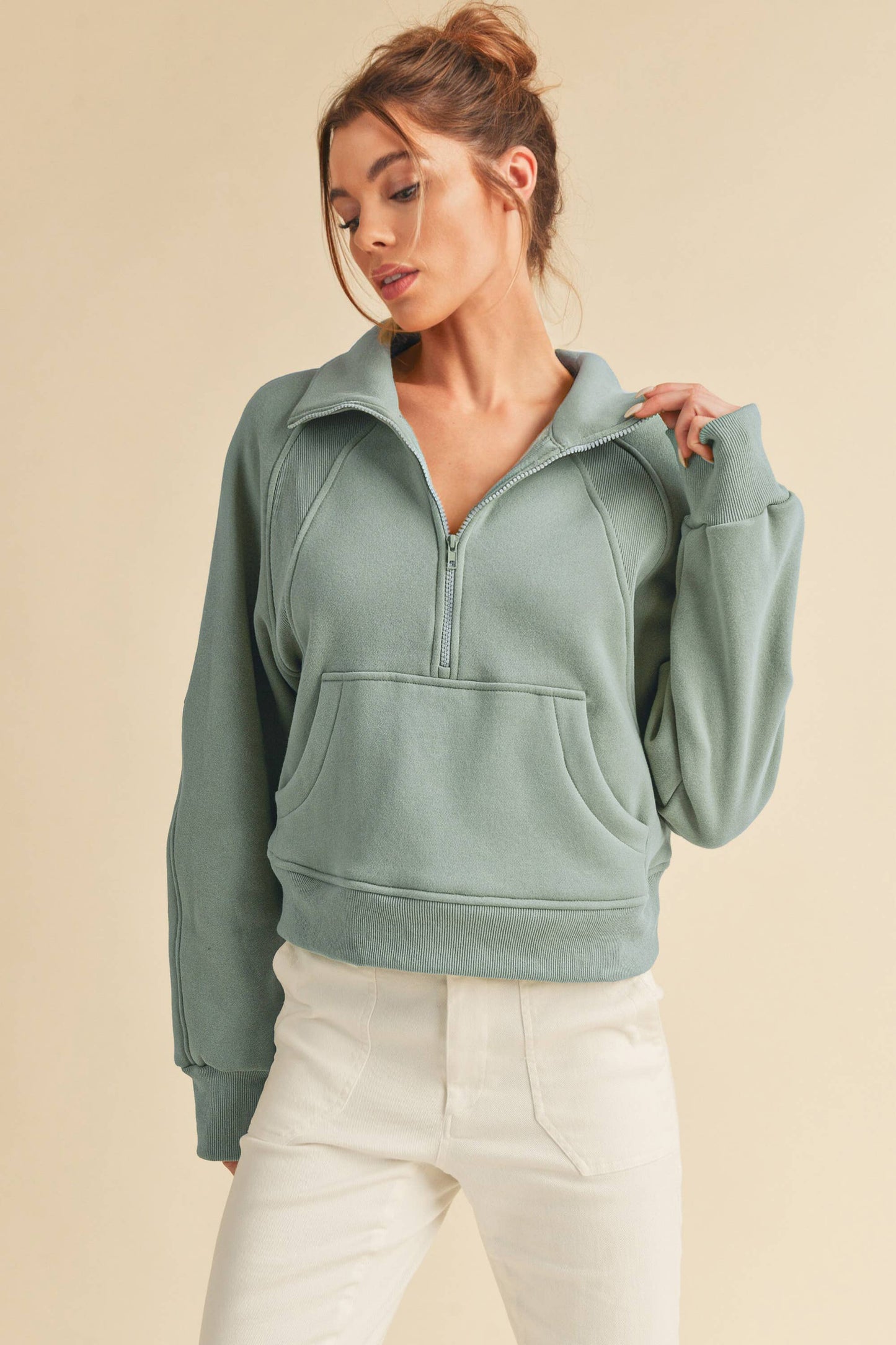 Dove Funnel Neck Half Zip