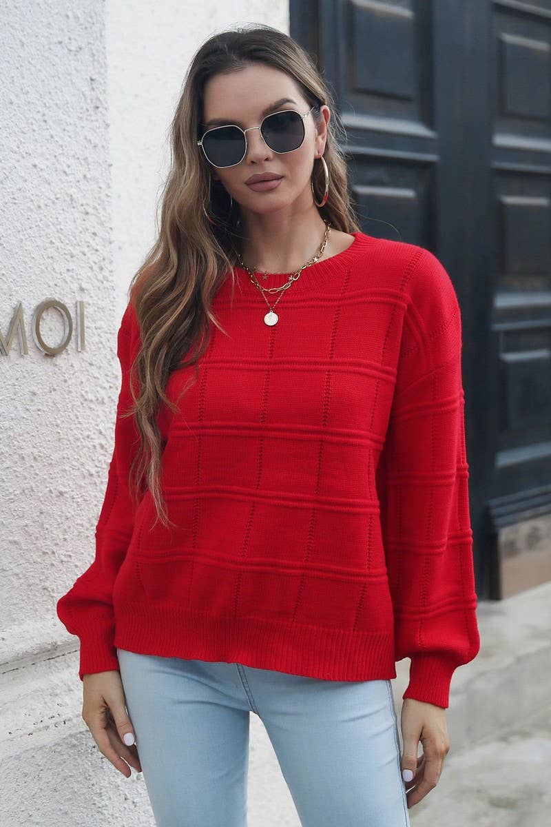 Crew Neck Long Sleeve Pullover Sweater