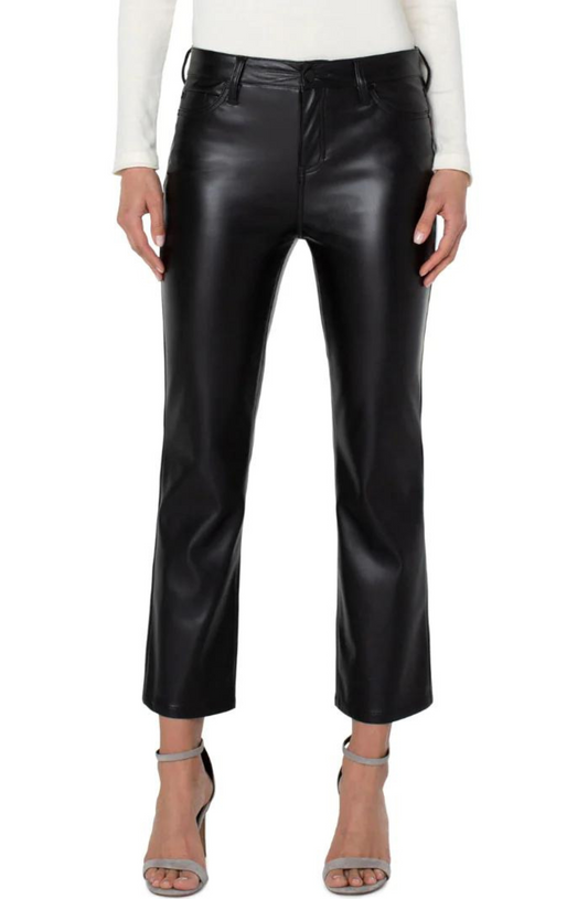 Liverpool Hannah Cropped Flare Black Pleather Pants