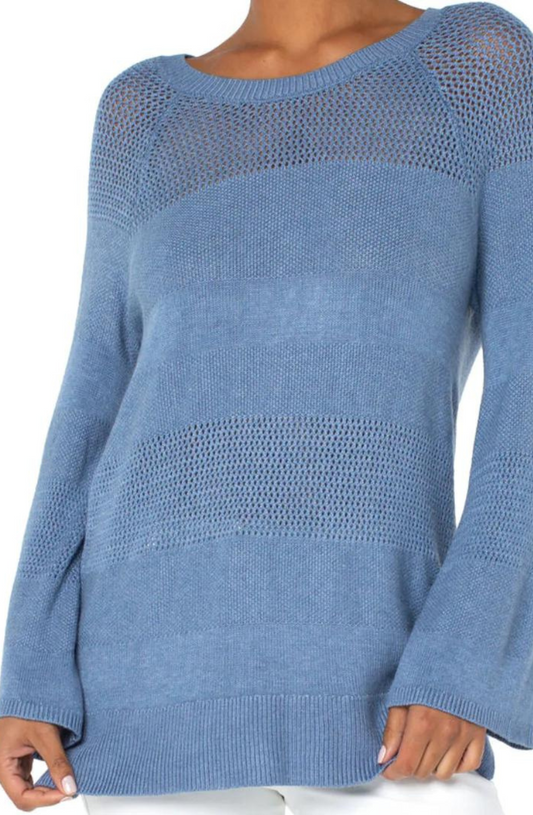 Liverpool Textured Blocked 3/4 Sleeve Raglan Sweater