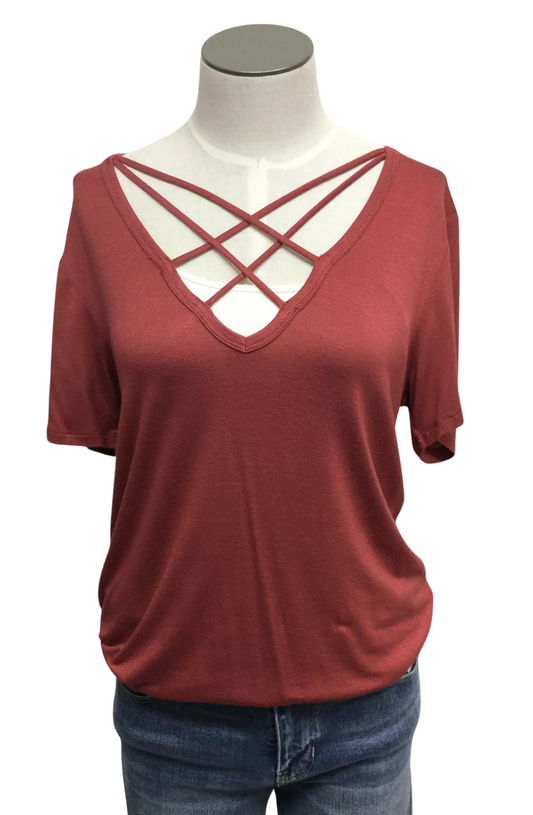 Timeless Grace Top Criss Crossed Strap Front