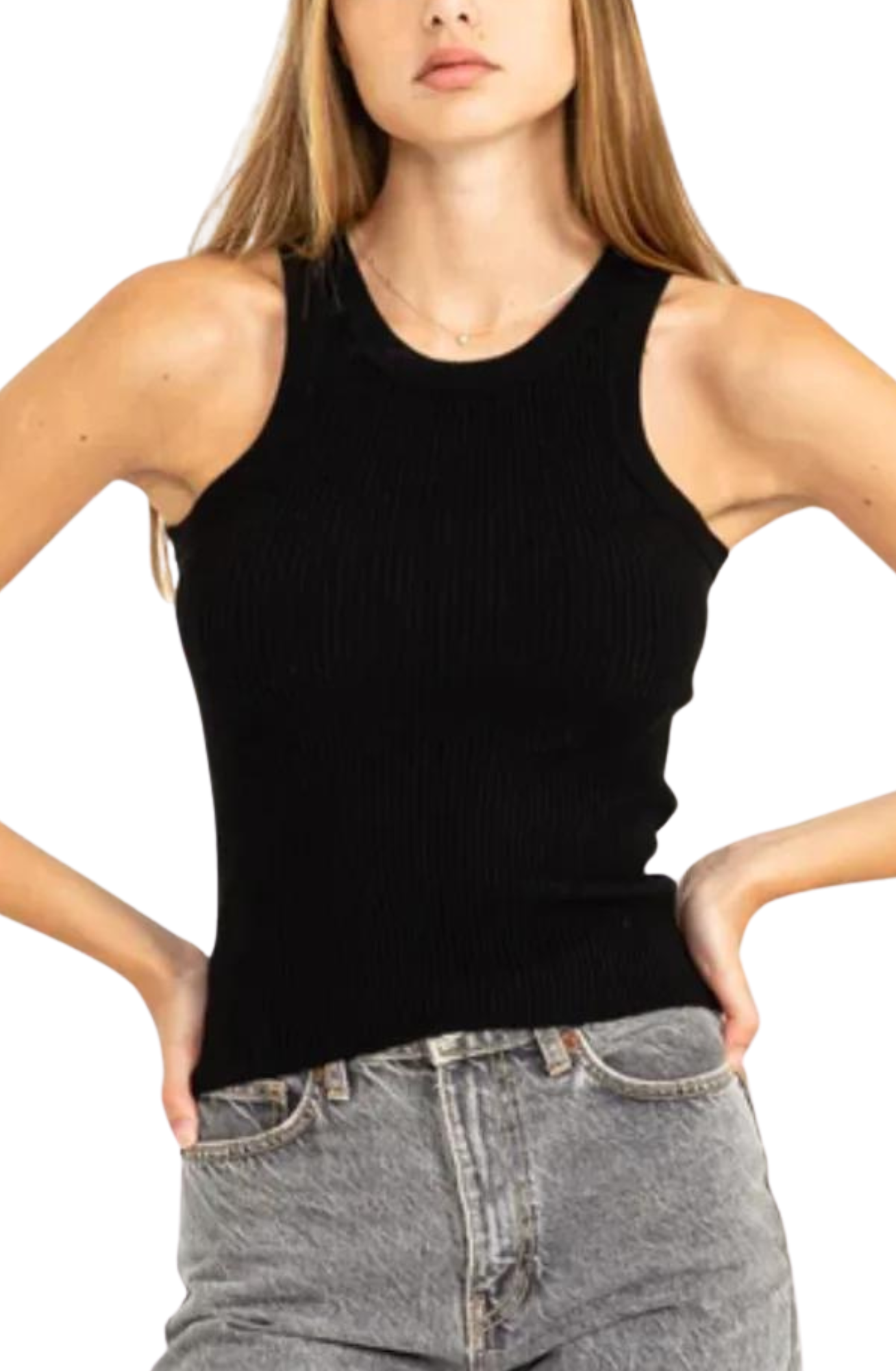 Stay Easy Ribbed Sweater Tank Top