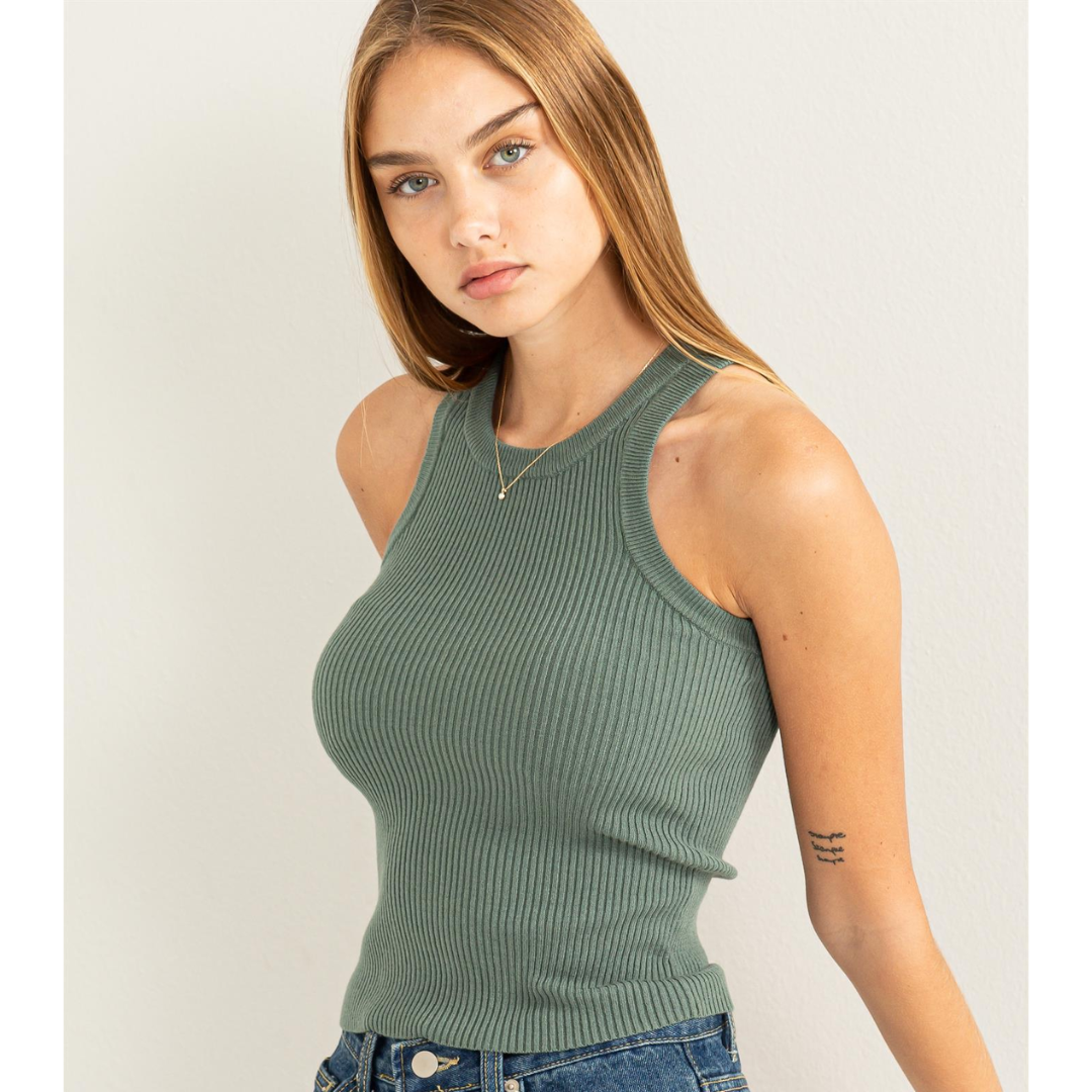 Stay Easy Ribbed Sweater Tank Top