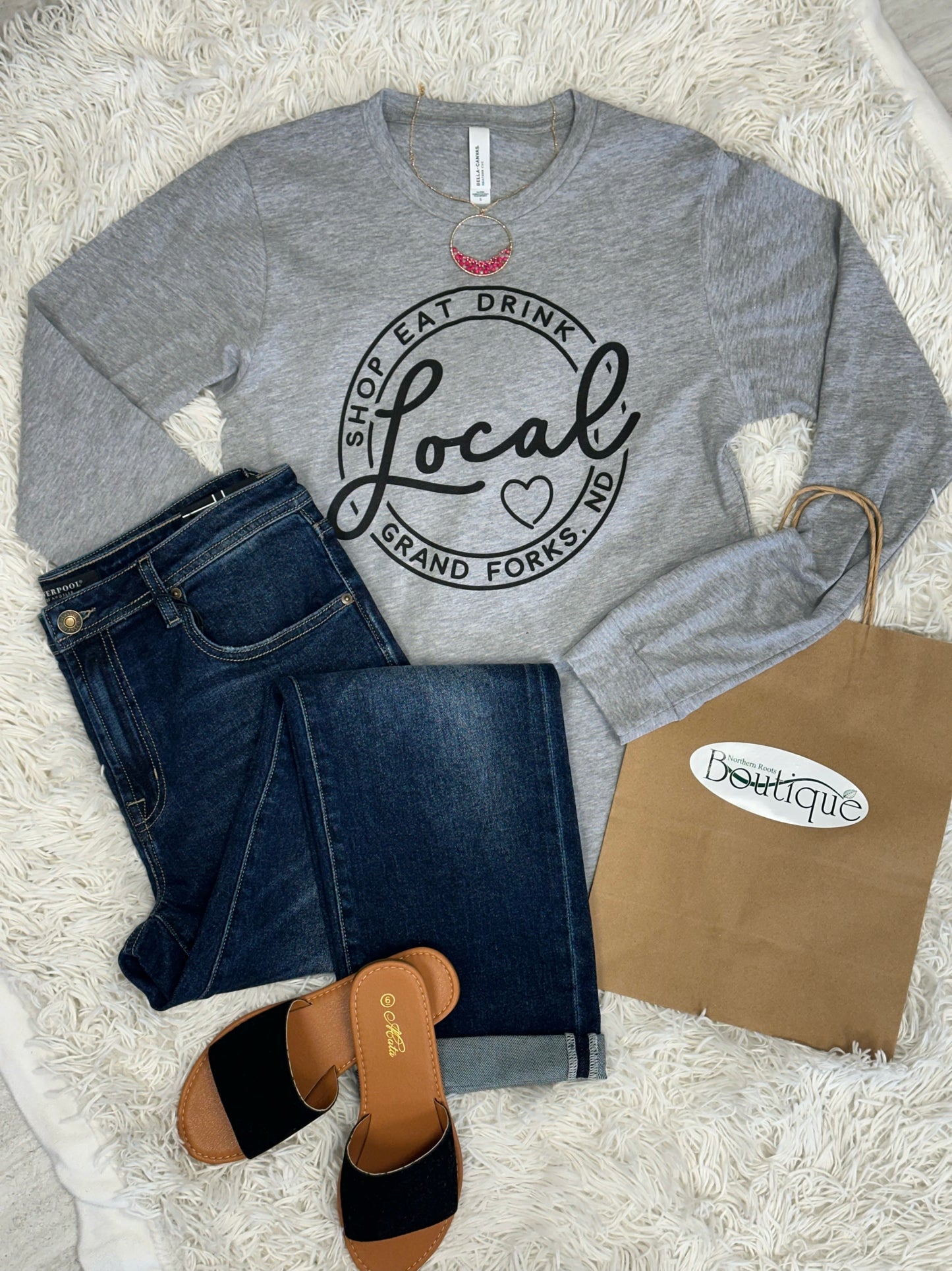 Shop Eat Drink Local Grand Forks, ND Long Sleeve T-Shirt