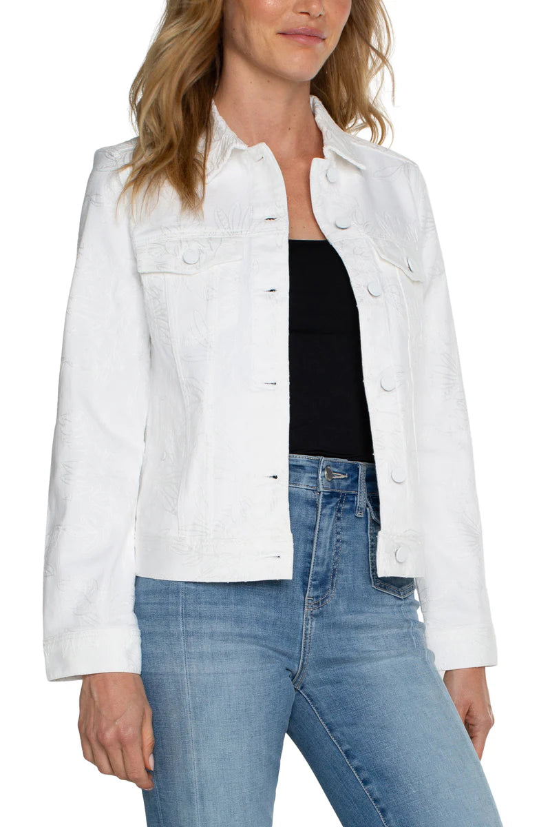 Liverpool Classic Jean Jacket (Bright White Floral)