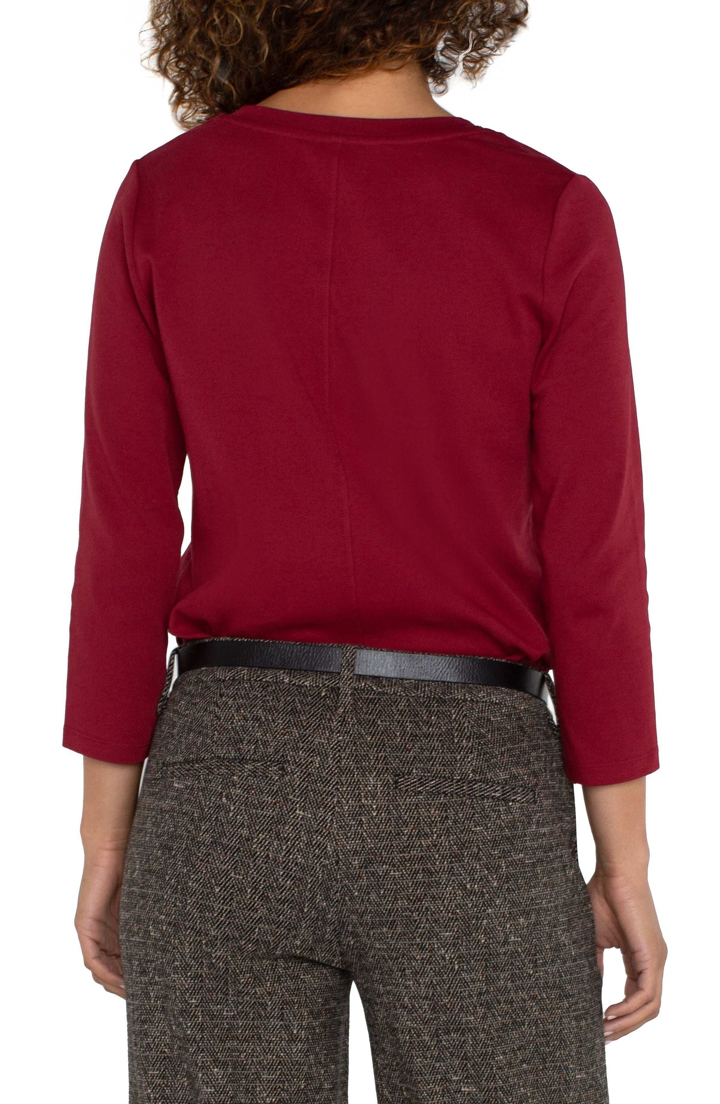 Liverpool 3/4 Sleeve Scoop Neck Knit Tee (Pinot Noir)