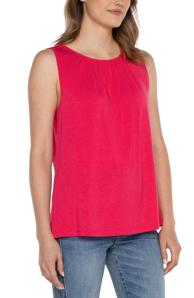 Liverpool A-line Sleeveless Knit Top w/Keyhole (Pink Punch)